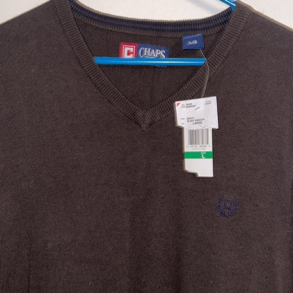 🌹NWT/CHAPS BROWN V NECK SWEATER VEST - Picture 2 of 4